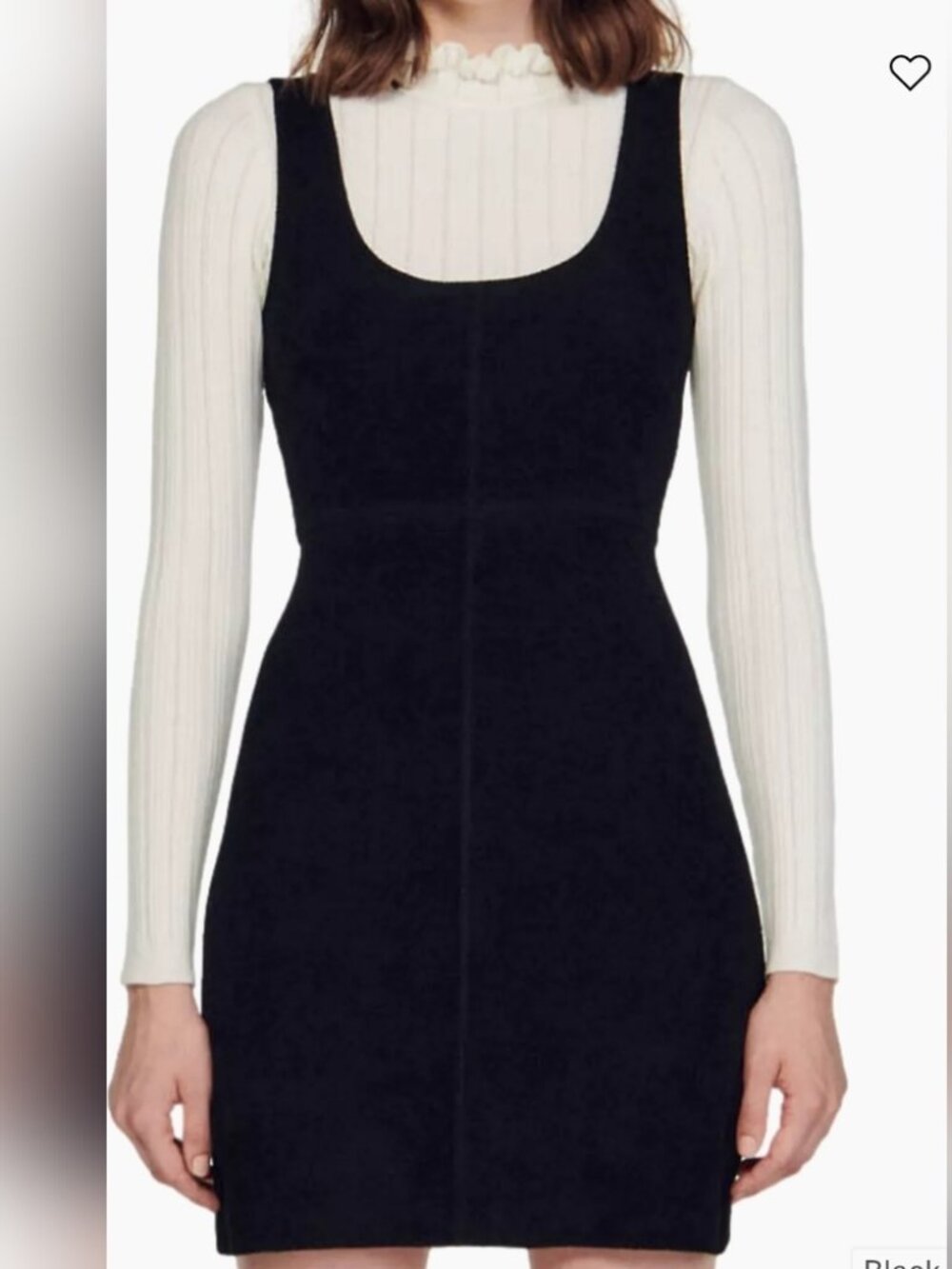 Sandro Ora Pinafore Turtleneck Overlay Snug Fitting Dress XS